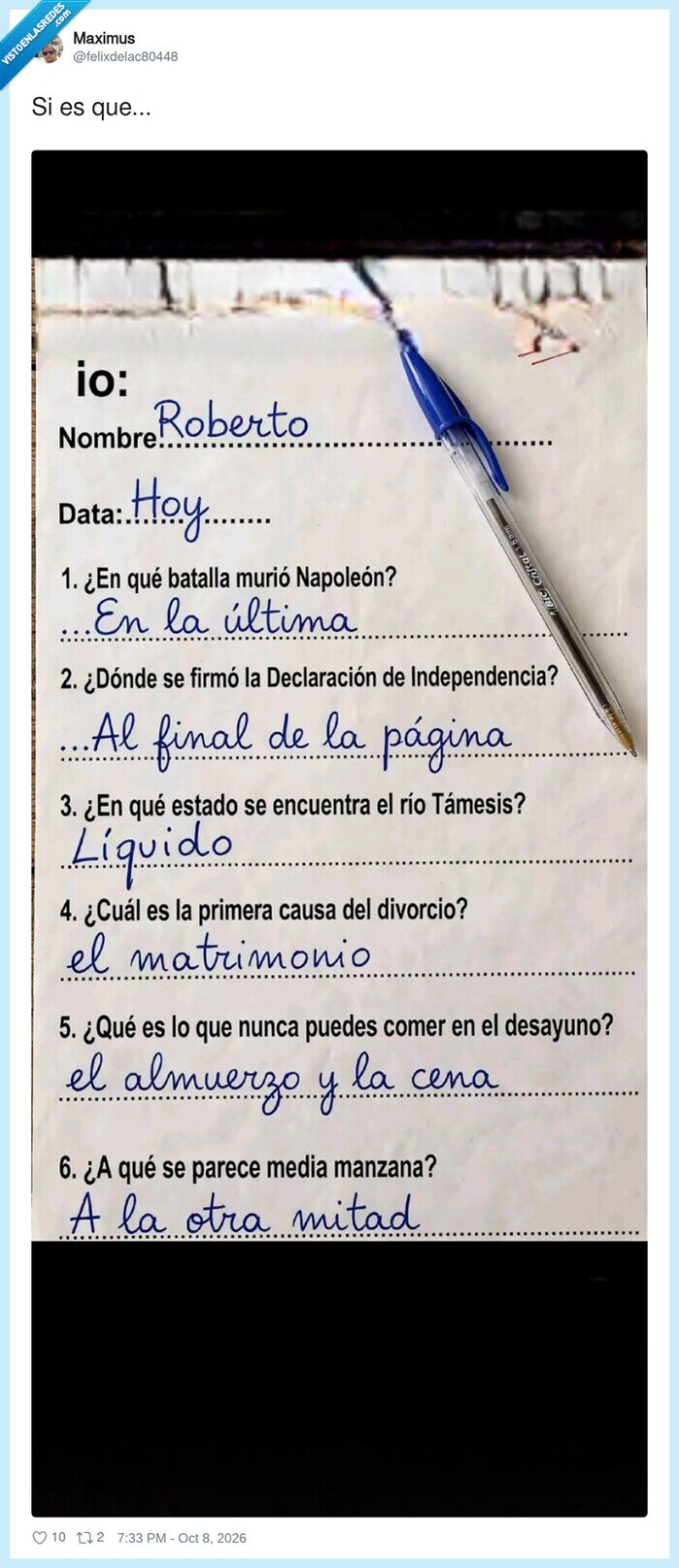 ex&aacute;menes,colegio,respuestas,ingenio,chistes
