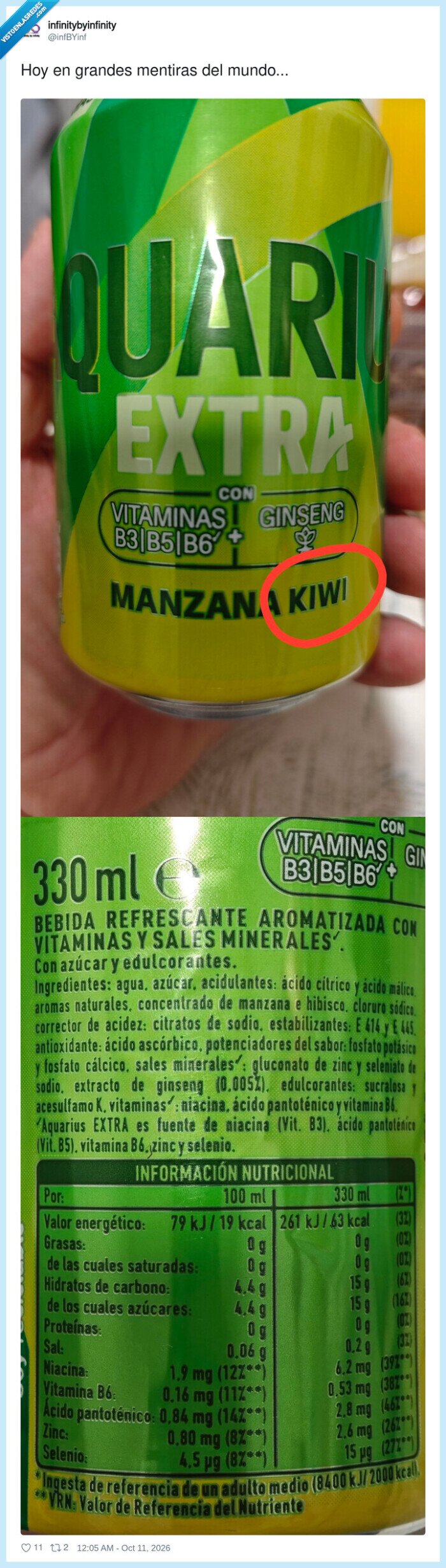 Aquarius,kiwi,sabores,mentiras,bebidas