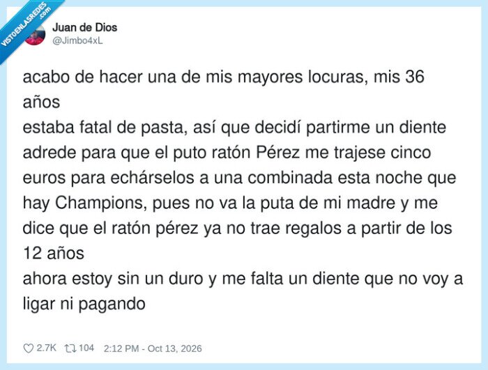 Rat&oacute;n P&eacute;rez,Apuestas,Champions,Diente,Dinero
