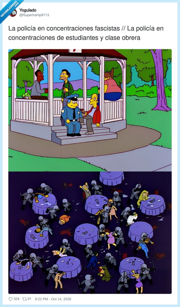 polic&iacute;a,los simpson,manifestaciones