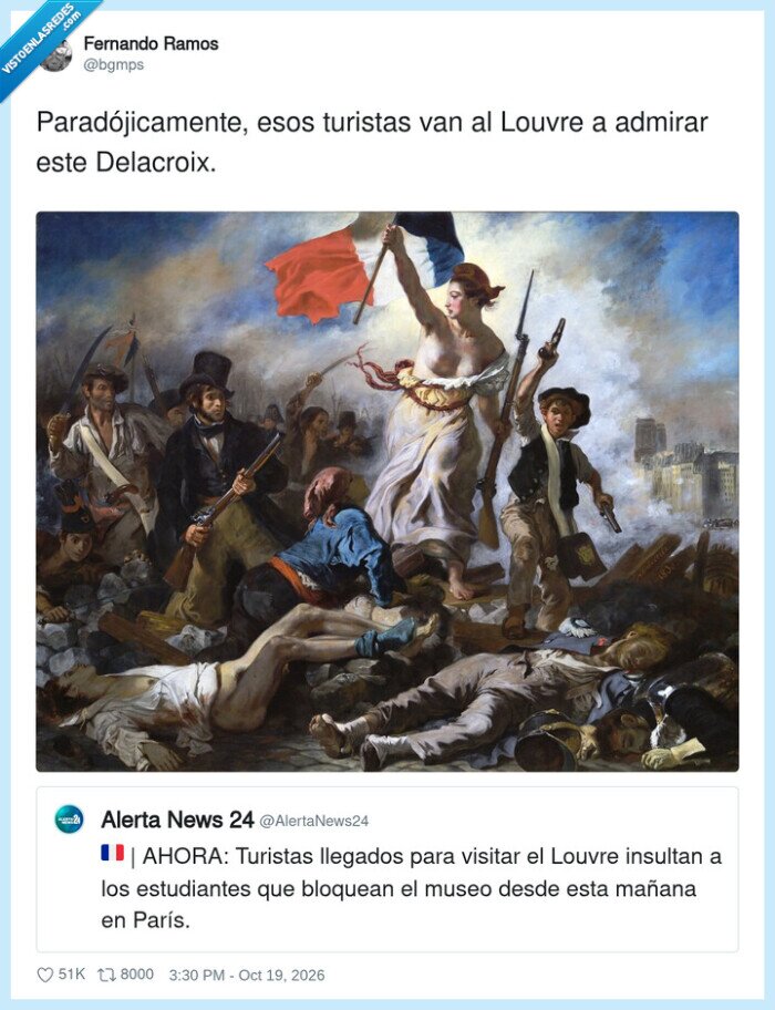 Louvre,Delacroix,Revoluci&oacute;n,Paradoja,Protesta