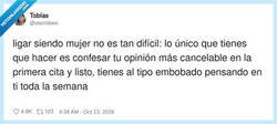 Enlace a La técnica de ligue infalible: soltar tu opinión más cancelable en la primera cita, por @sterinbexi