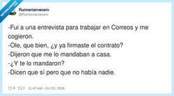 Enlace a Recién contratado en Correos y ya domina el arte del «no había nadie», por @Runnercervecero