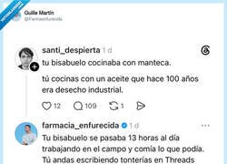 Enlace a Discusión en Threads con zasca de bisabuelo incluido, por @Farmaenfurecida
