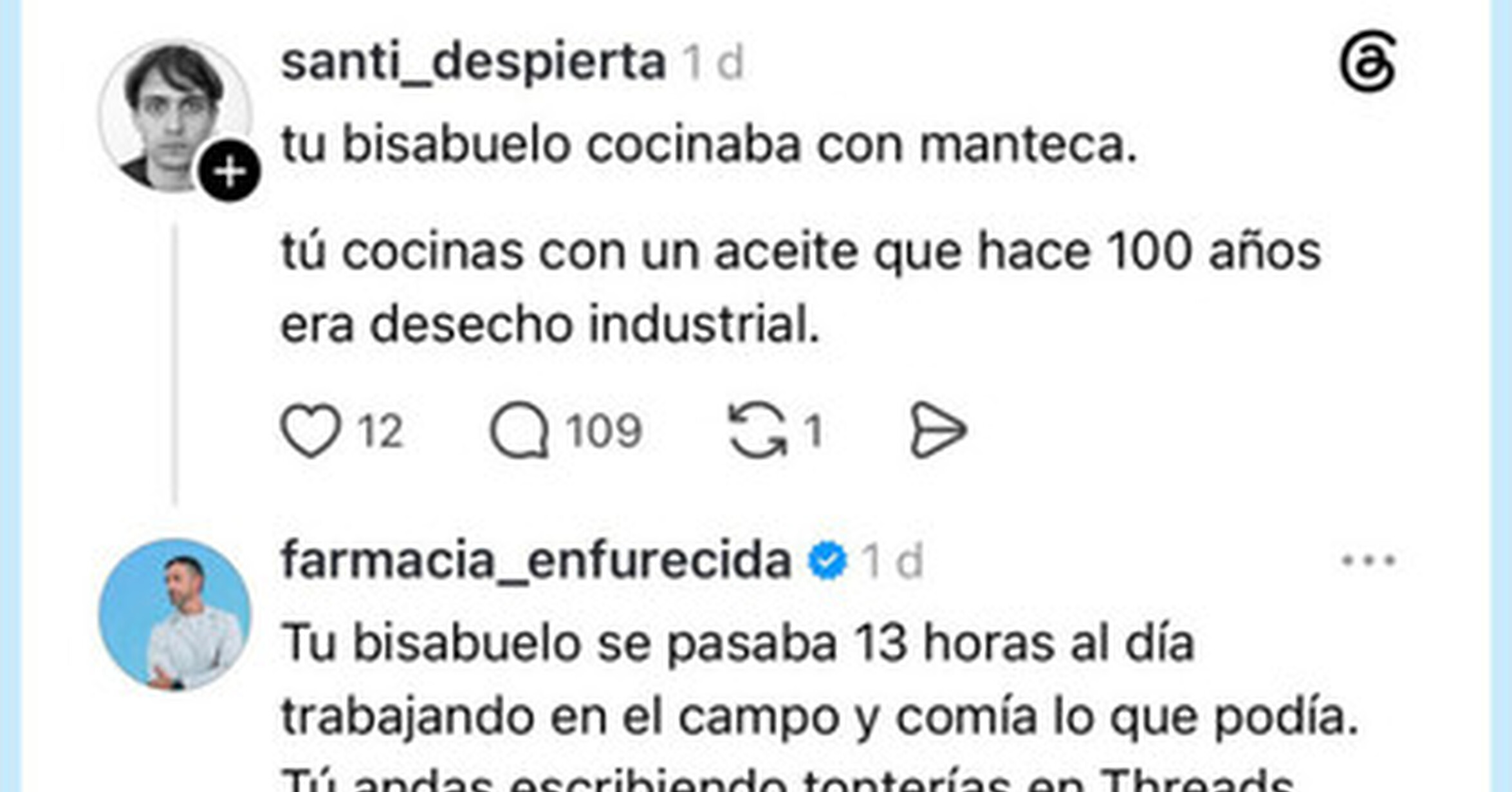 VEF > Visto en las Redes > Discusión en Threads con zasca de bisabuelo ...