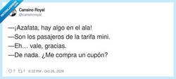 Enlace a Tarifa mini: asiento en el ala y encima te quieren vender cupones, por @cansinoroyal