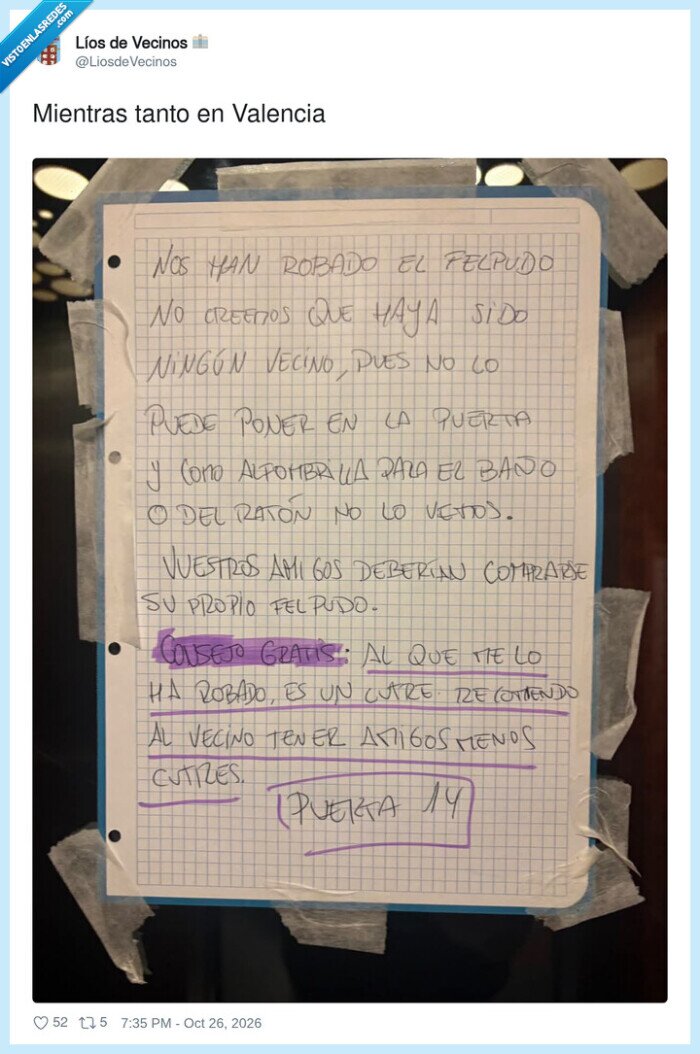 vecinos,valencia,nota,felpudo