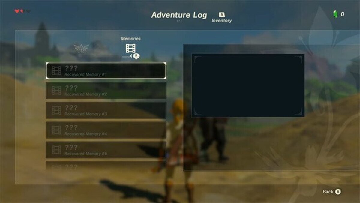 Pista/Posible Spoiler en el menú de TLOF: Breath of the Wild