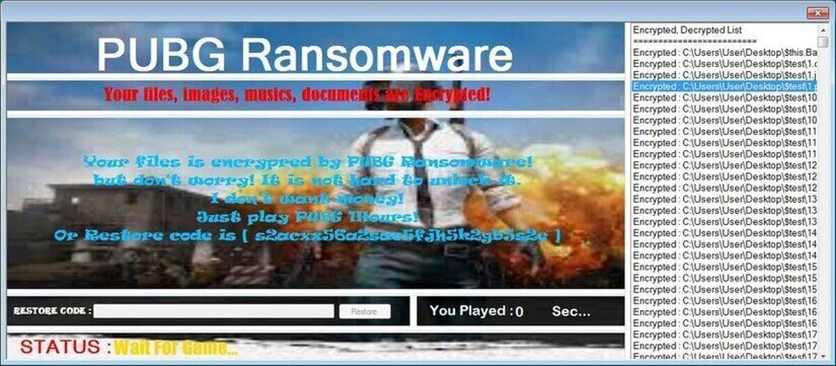 Un ransomware bloquea los archivos de tu PC hasta que juegas una partida de PUBG