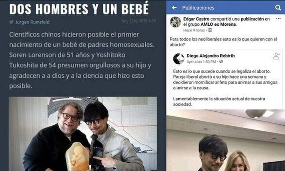 Un bulo sobre Kojima y un bebé se extiende en las redes sociales 