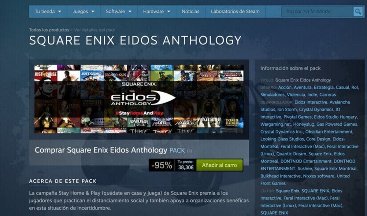 Ofertón en Steam: 54 juegazos de Square Enix Eidos por solo 38 euros 