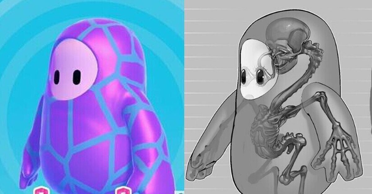Desvelan cómo son los personajes de Fall Guys por dentro y el esqueleto da un mal rollo terrible