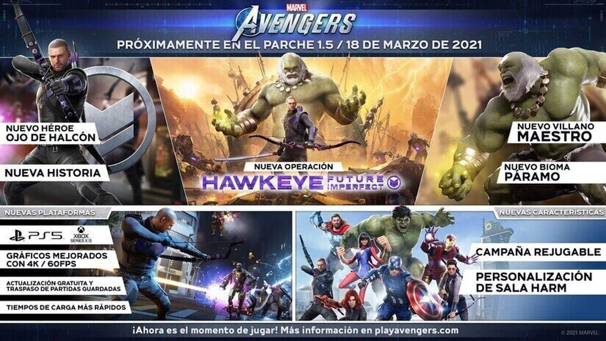 Marvel’s Avengers en consolas de siguiente generación y Operación: Ojo de Halcón – Futuro Imperfecto, ya disponibles