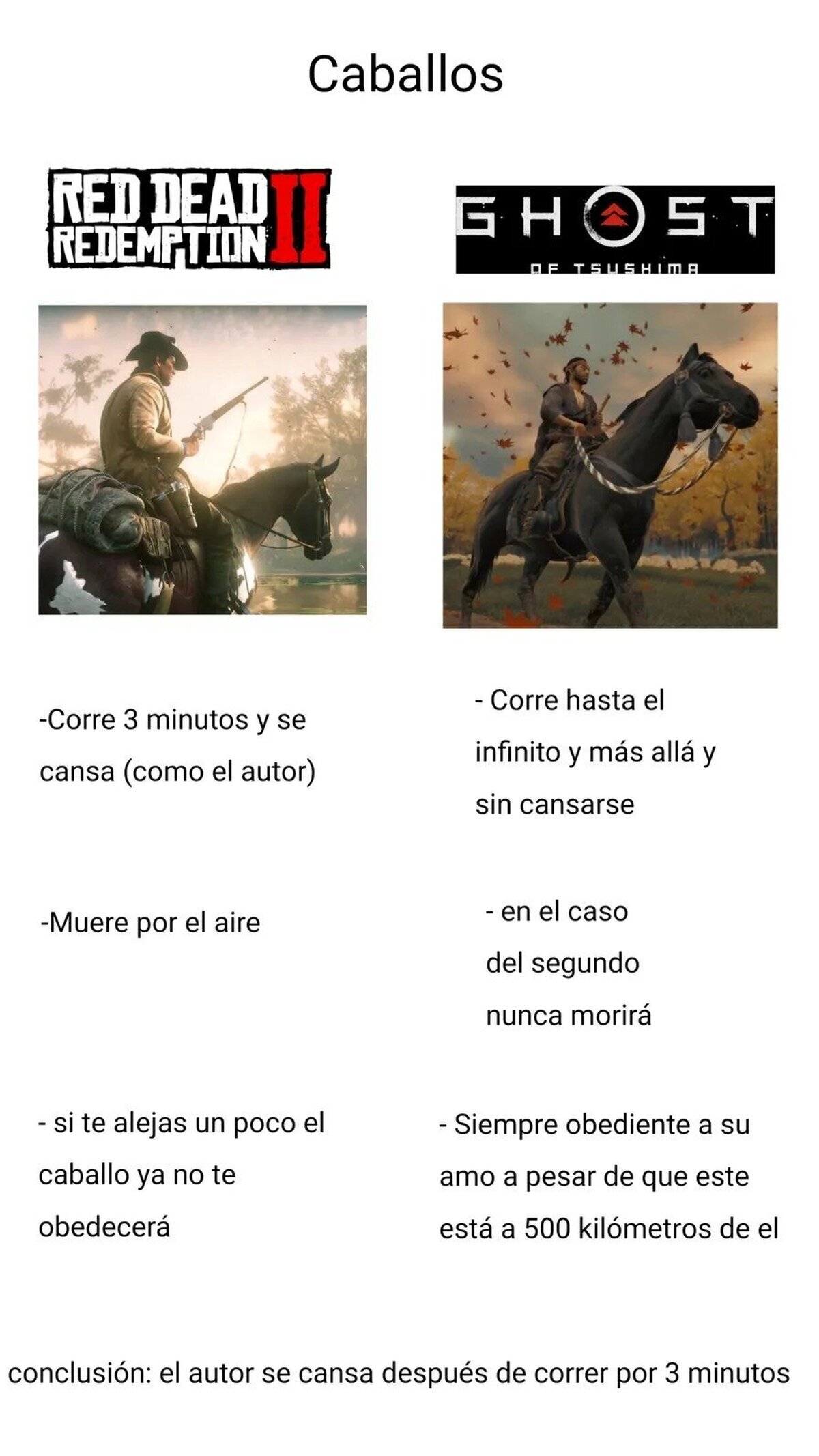 Una breve comparación sobre caballos