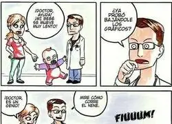 Un beb&eacute; con los gr&aacute;ficos en bajo