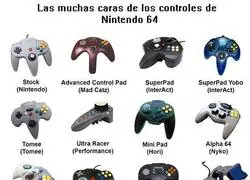 Los muchos mandos que tuvo Nintendo 64