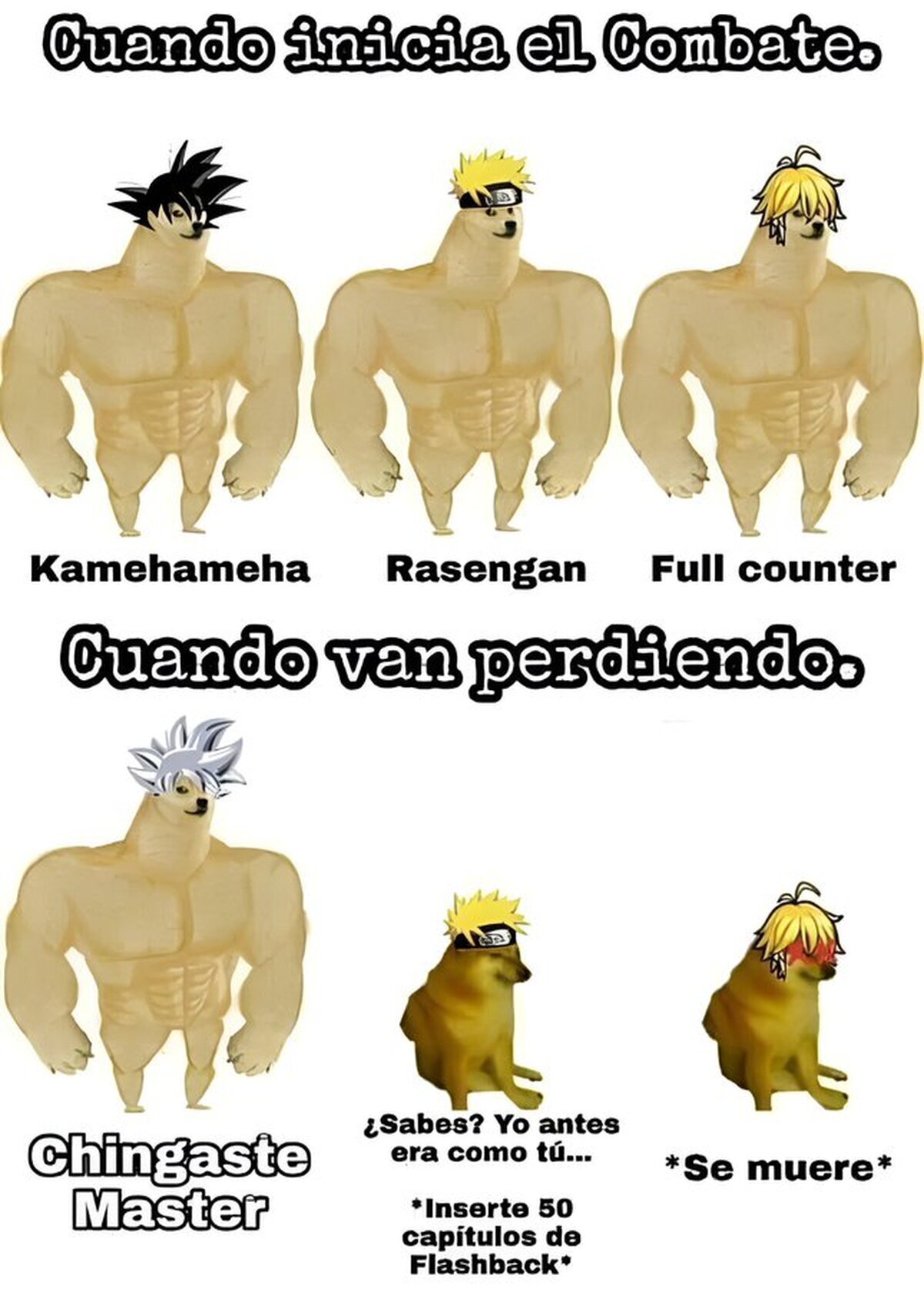 Heroes de animes resolviendo sus peleas