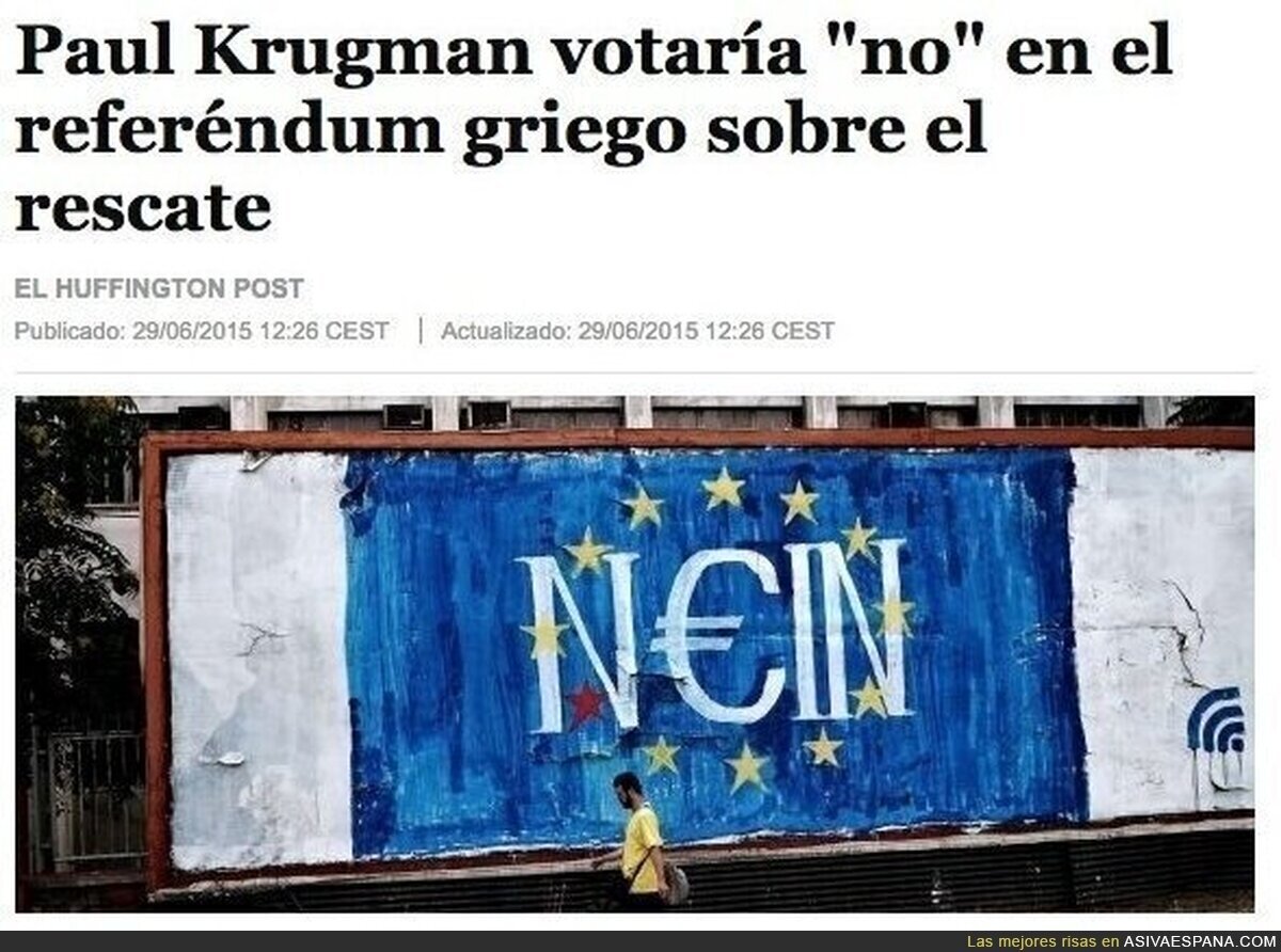 Así te quedas cuando lees que Krugman votaría 'no' en un referéndum en Grecia 