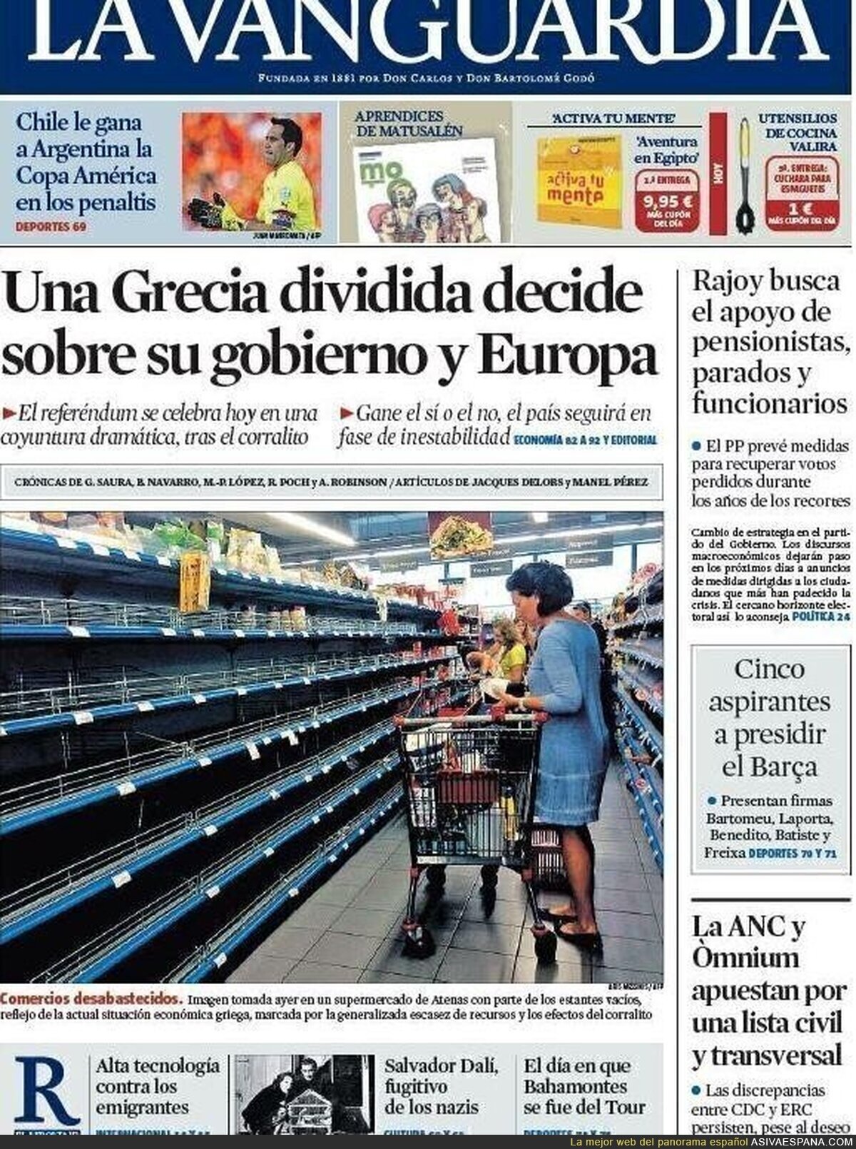 Periodicos españoles difunden imagenes manipuladas de desabastecimiento en supermercados de Grecia