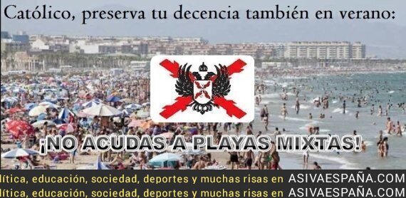 ¡Católico evita el pecado de la carne! ¡No acudas a las playas mixtas!