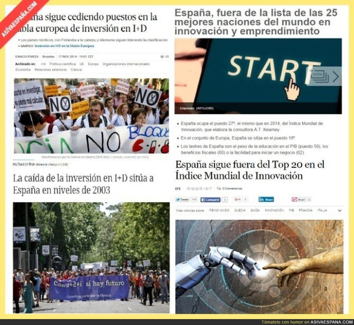 Malas noticias para la innovación en España