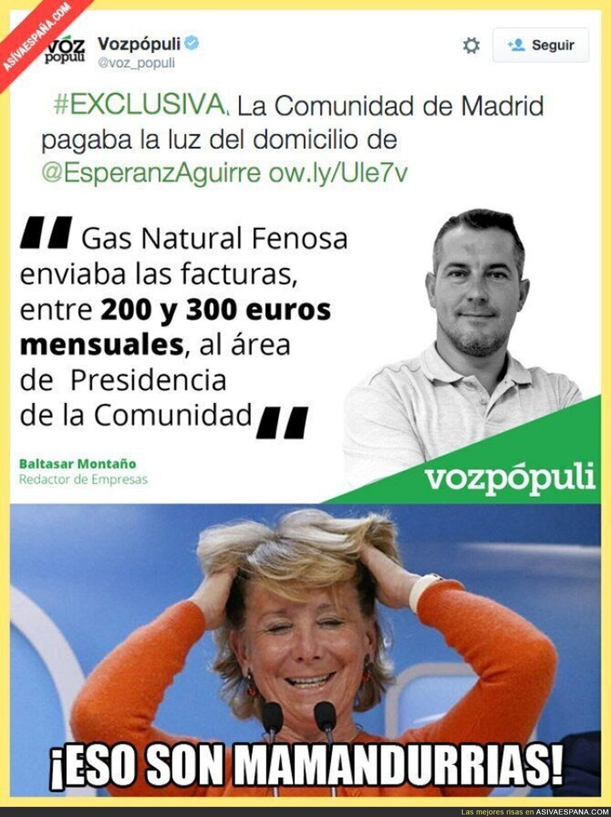 Vergüenza total lo de Esperanza Aguirre: ¡La Comunidad de Madrid pagaba su luz!