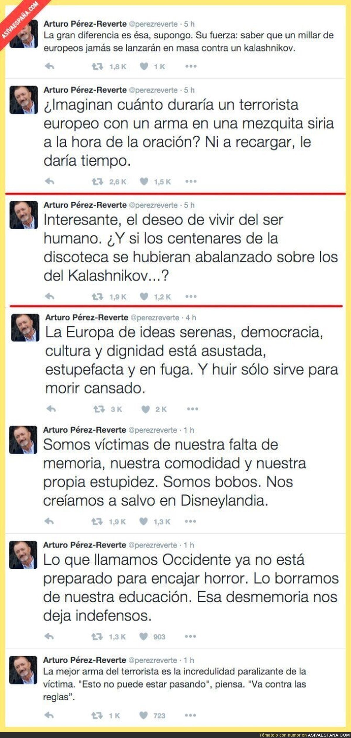 Las polémicas reflexiones de Arturo Pérez-Reverte en Twitter