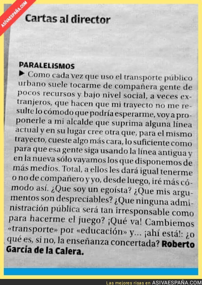 [ ASÍ VA ESPAÑA ] Interesante carta al director de un 