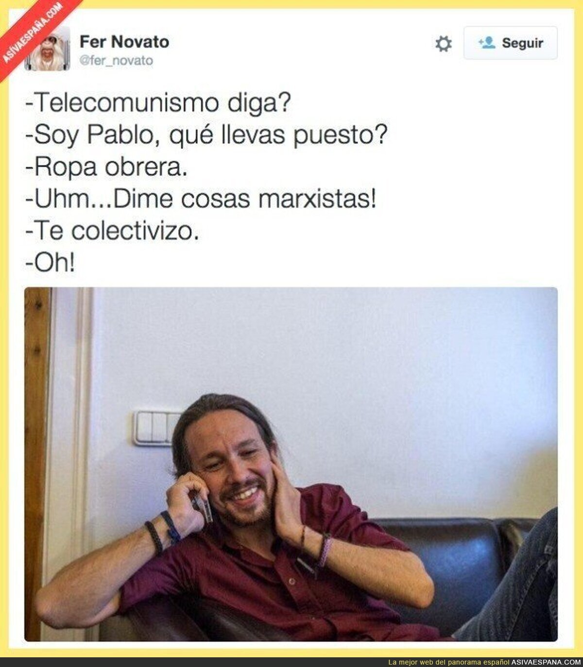 Pablo Iglesias conversando por teléfono