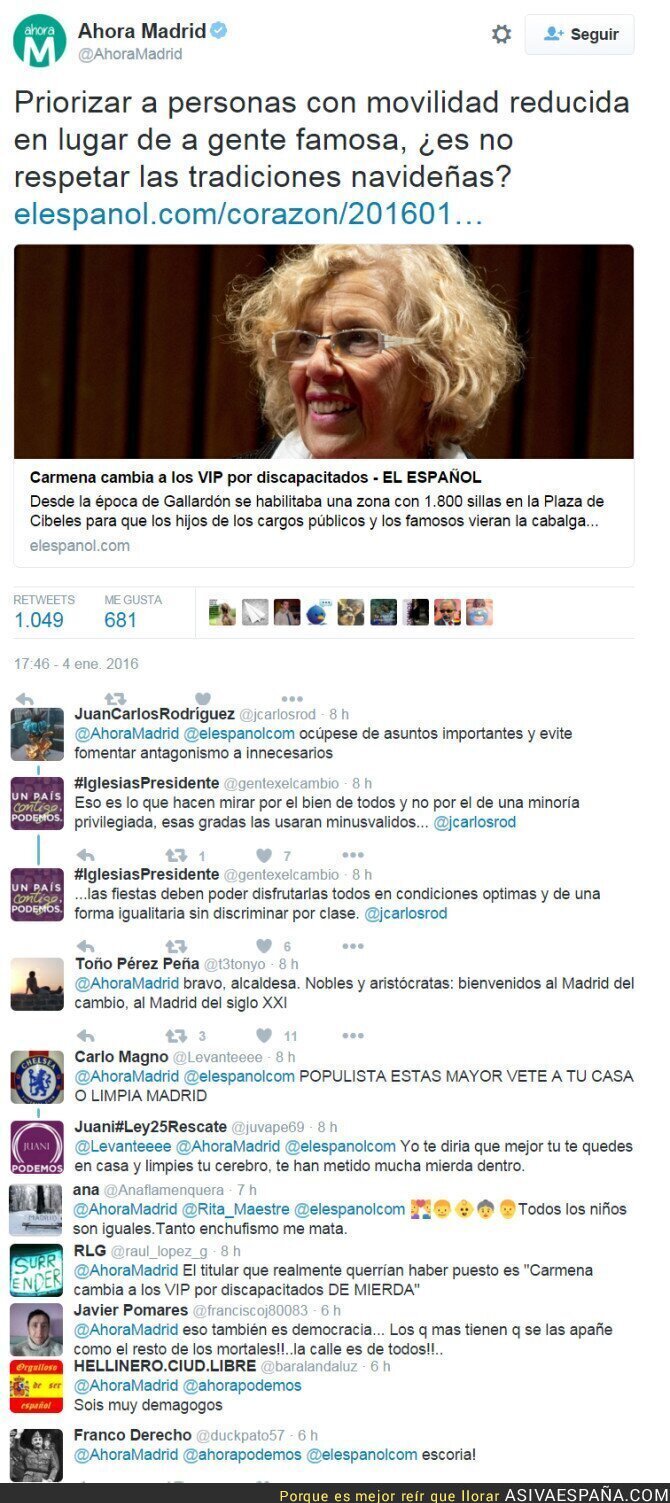 31214 - Manuela Carmena y las reacciones de los Palcos VIP para la cabalgata de Reyes