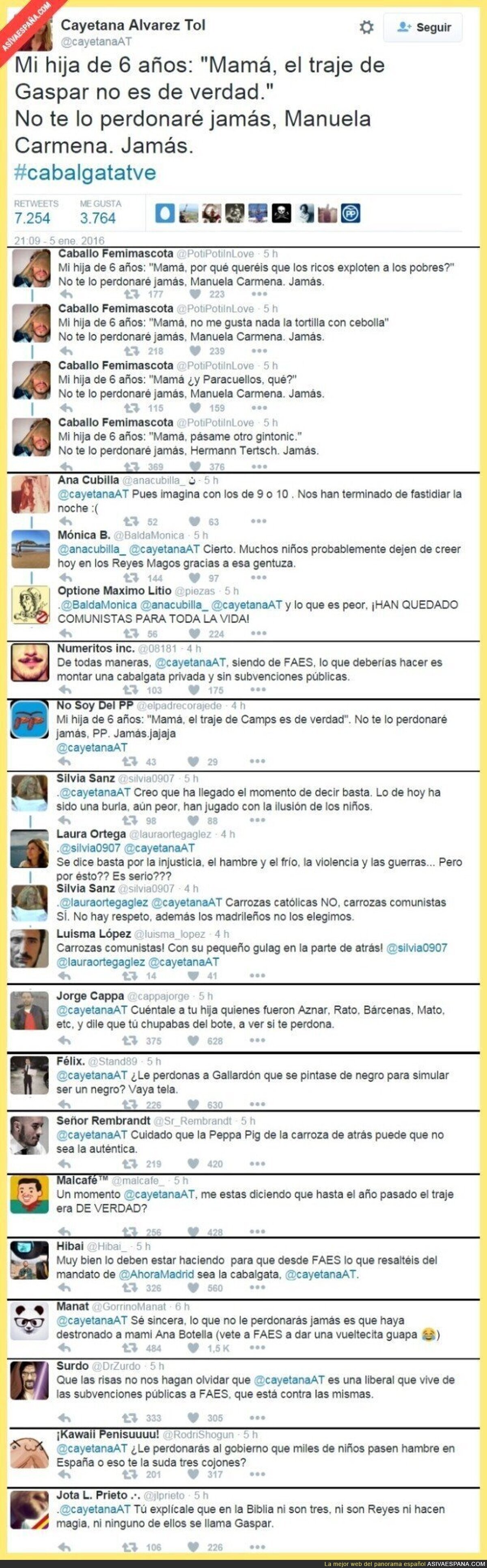 Twitter responde con humor a las críticas a Manuela Carmena por la Cabalgata de Reyes en Madrid
