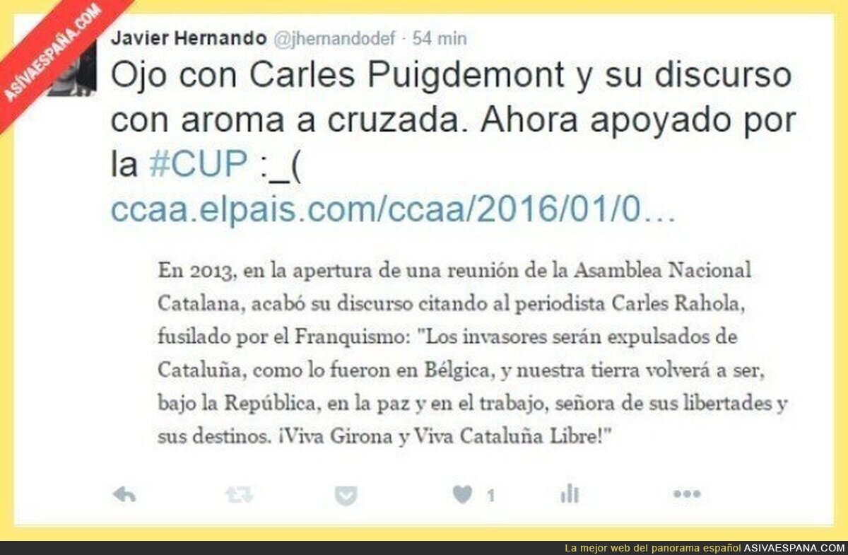 Carles Puigdemont, President de la Generalitat, no quiere "invasores"
