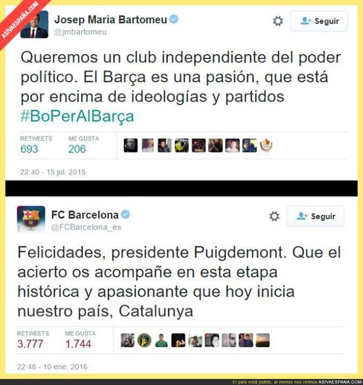 El Barça, politizado 100%