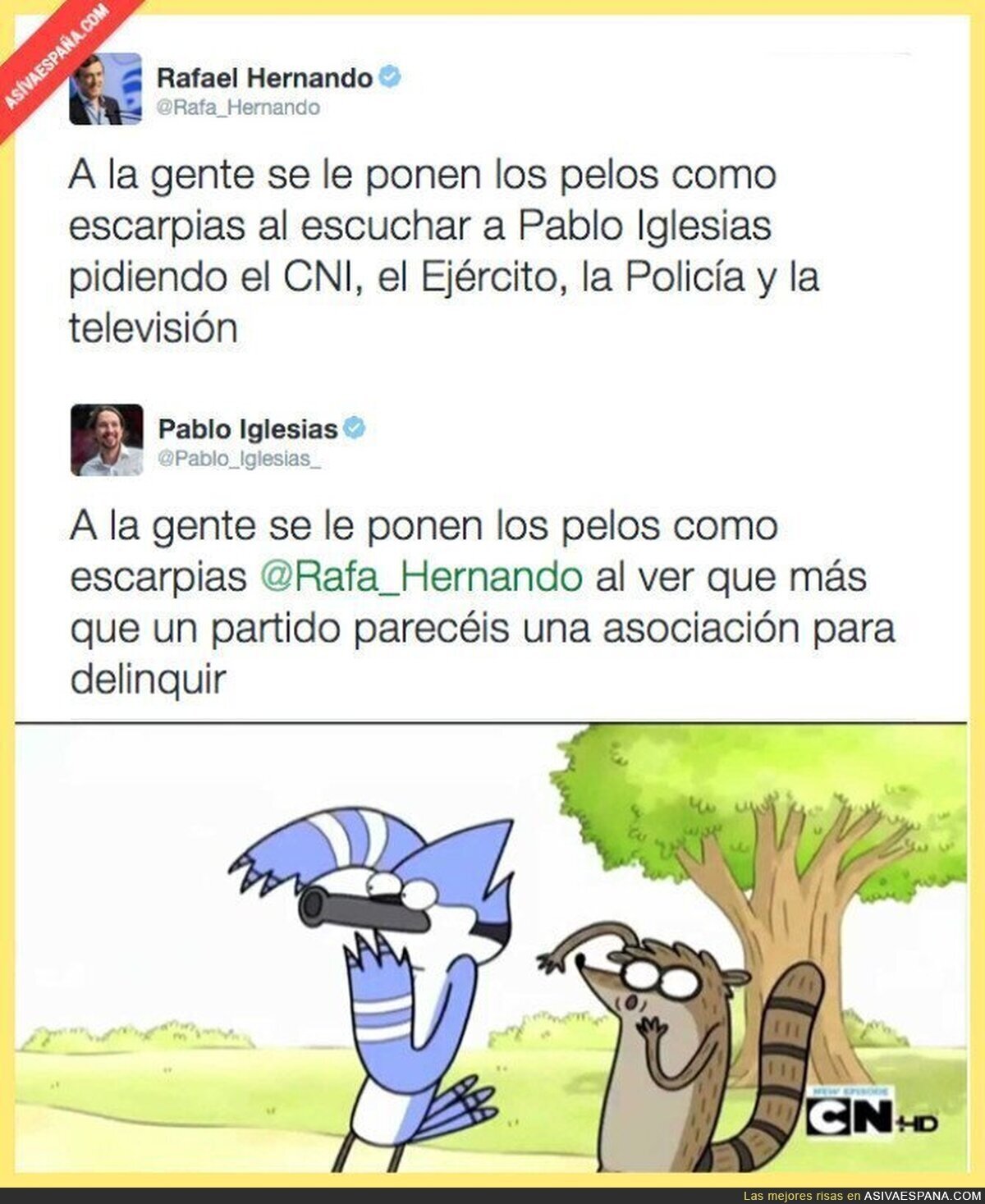 Pablo Iglesias responde a Rafael Hernando por Twitter