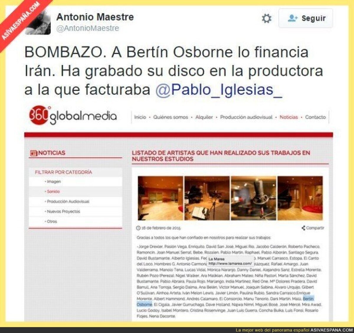 Si funciona con Pablo Iglesias... también con Bertín Osborne. ¡Escándalo!