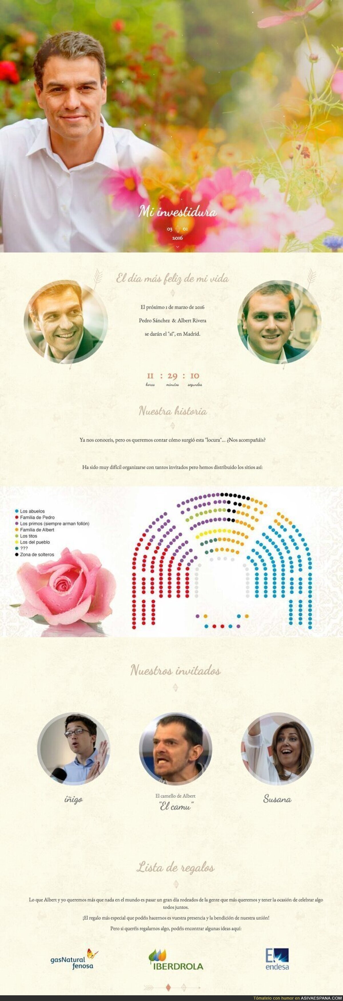 La maravillosa web que detalla el matrimonio entre Pedro Sánchez y Albert Rivera
