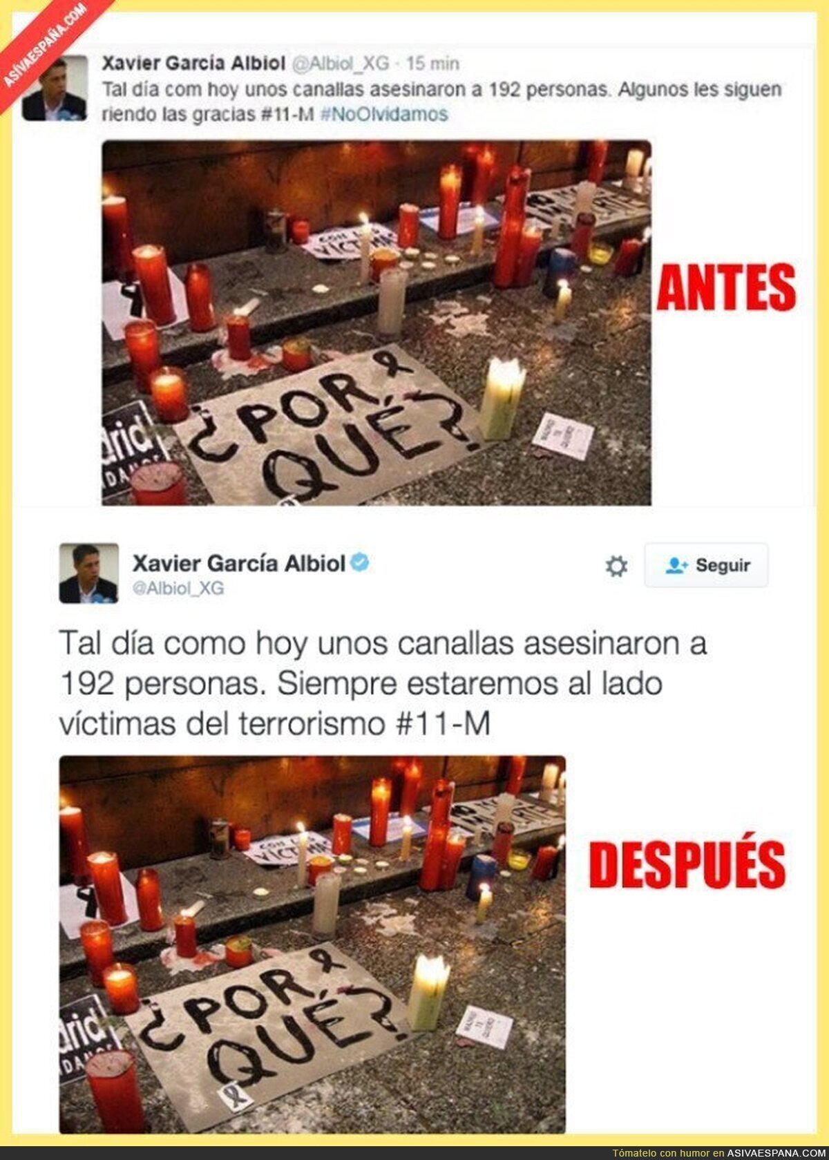 El lamentable tuit de Xavier García Albiol (PP) sobre el 11M que ha borrado