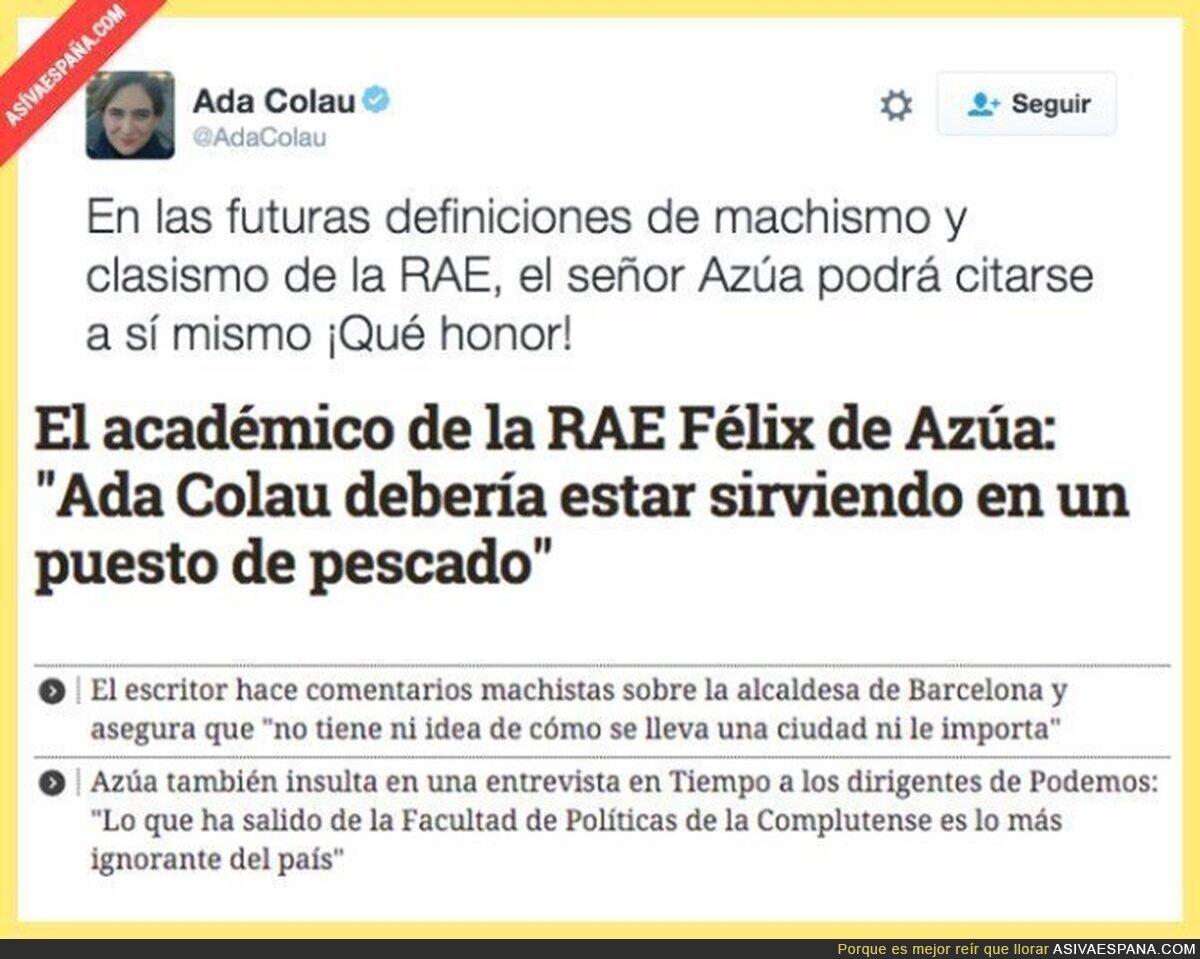 Ada Colau responde responde al Académico de la RAE y de Ciudadanos
