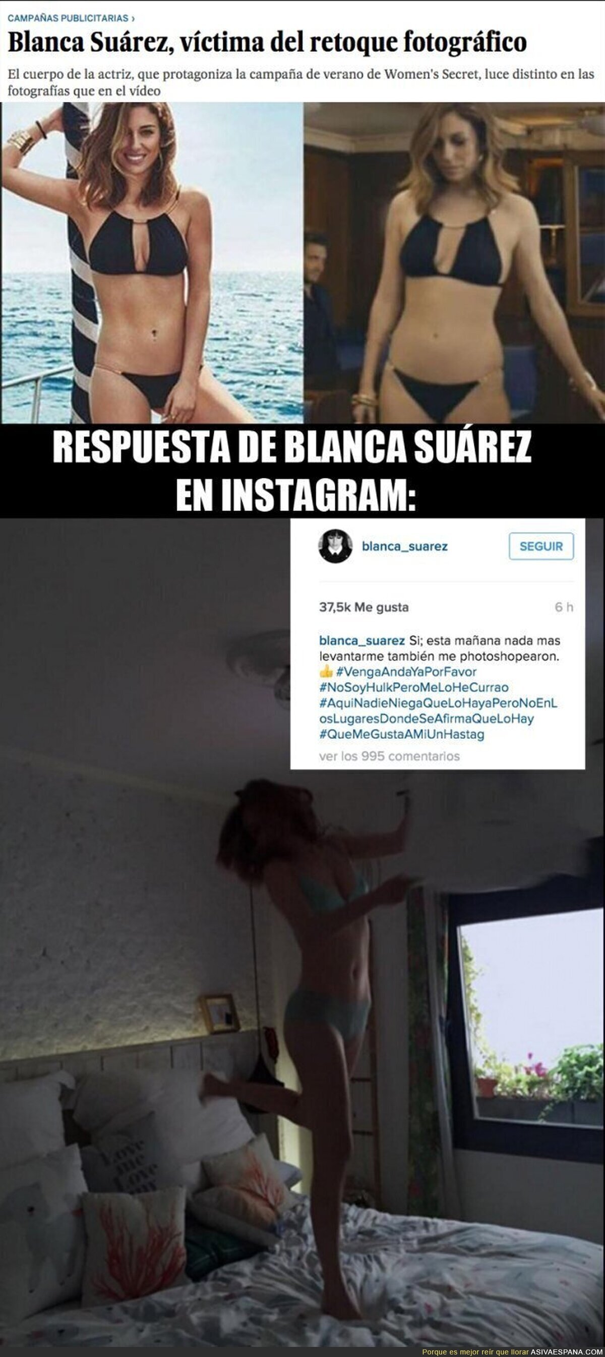 ¡Ojo! Blanca Suárez responde en Instagram sobre las polémicas fotos retocadas de Women'secret