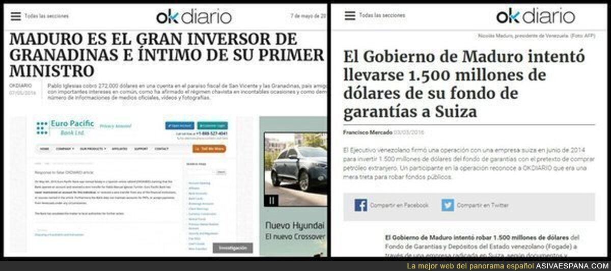 La coherencia de Okdiario: Maduro y los paraísos fiscales