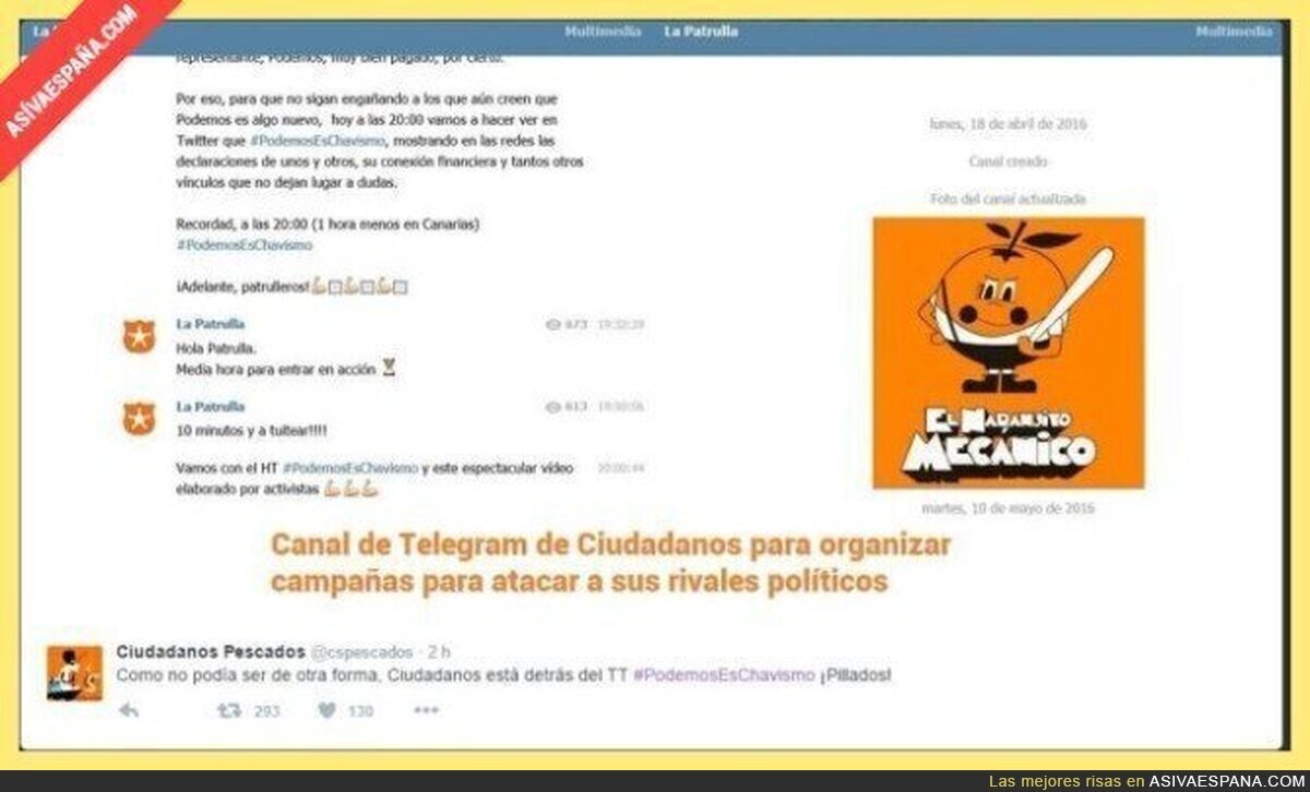 Todos los Hashtags contra Podemos nacen de los grupos de telegram de Ciudadanos