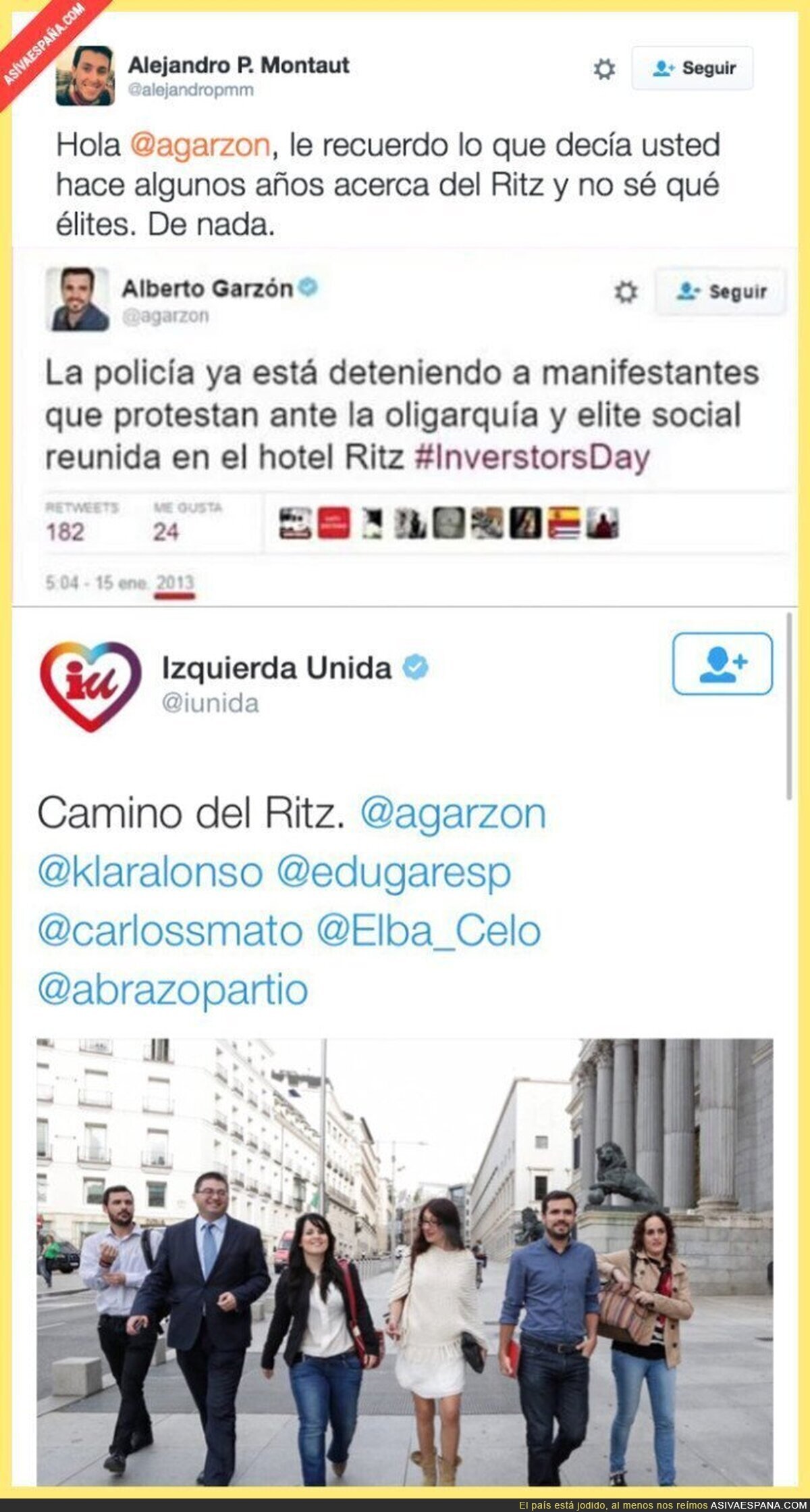 El ZASCA a Alberto Garzón por ir al Hotel Ritz