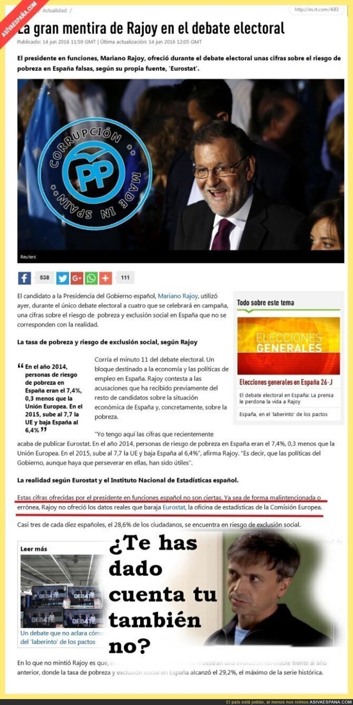 Una de las Grandes mentiras de Rajoy en el debate
