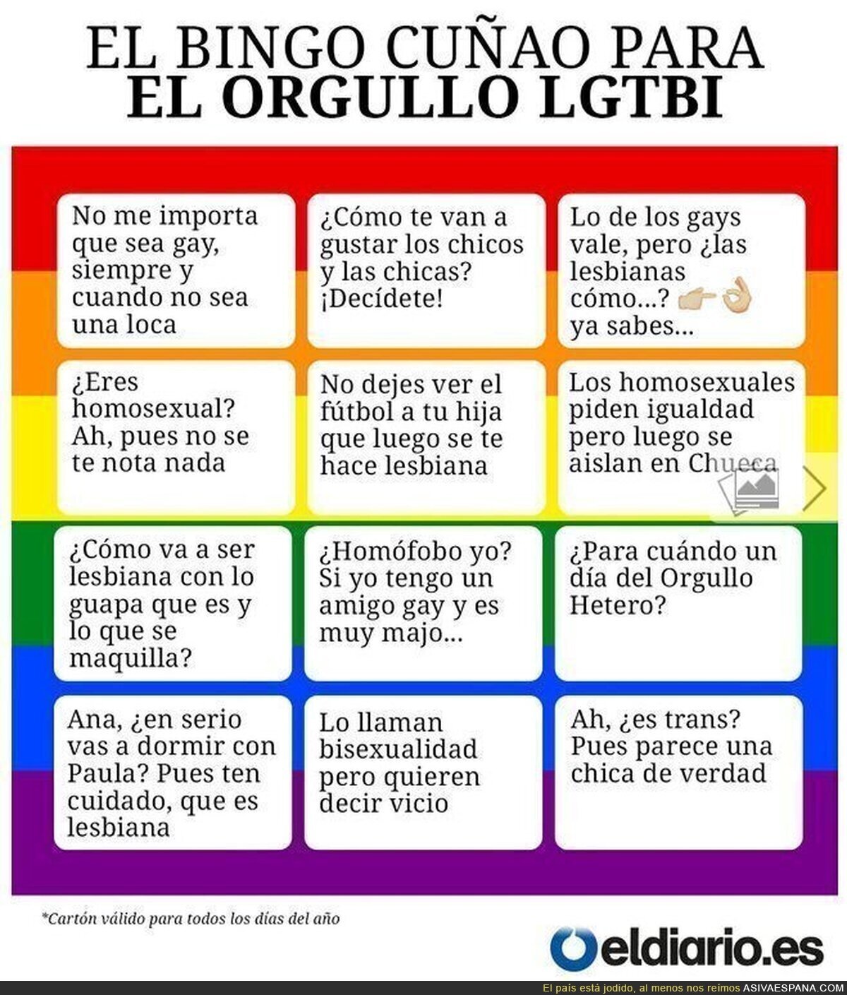 El bingo cuñado del Día del Orgullo LGBTI
