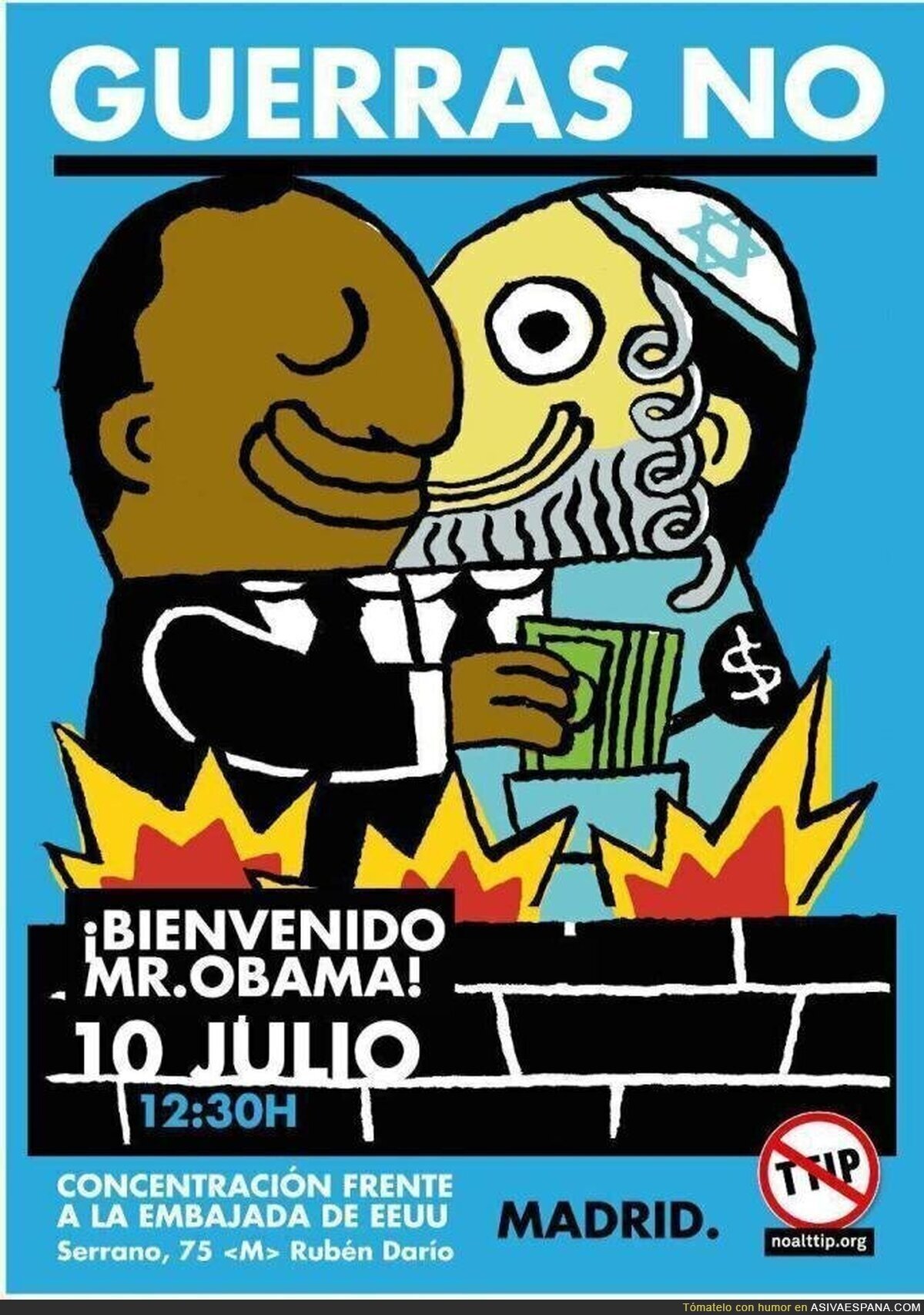 Polémico cartel de Izquierda Unida Madrid referente a la visita de Obama