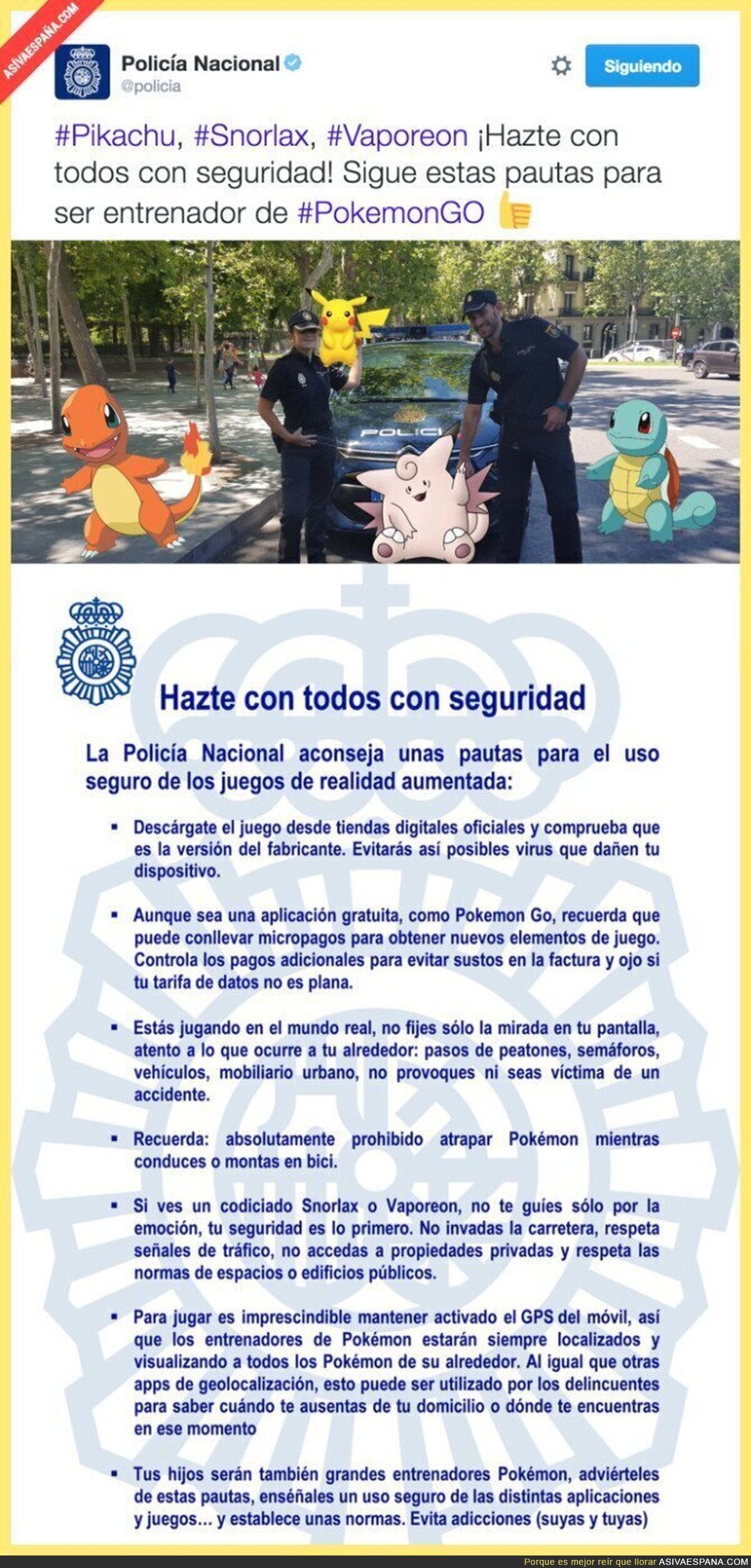 Los consejos que da la Policía para ser un Maestro en Pokémon Go con total seguridad en las calles