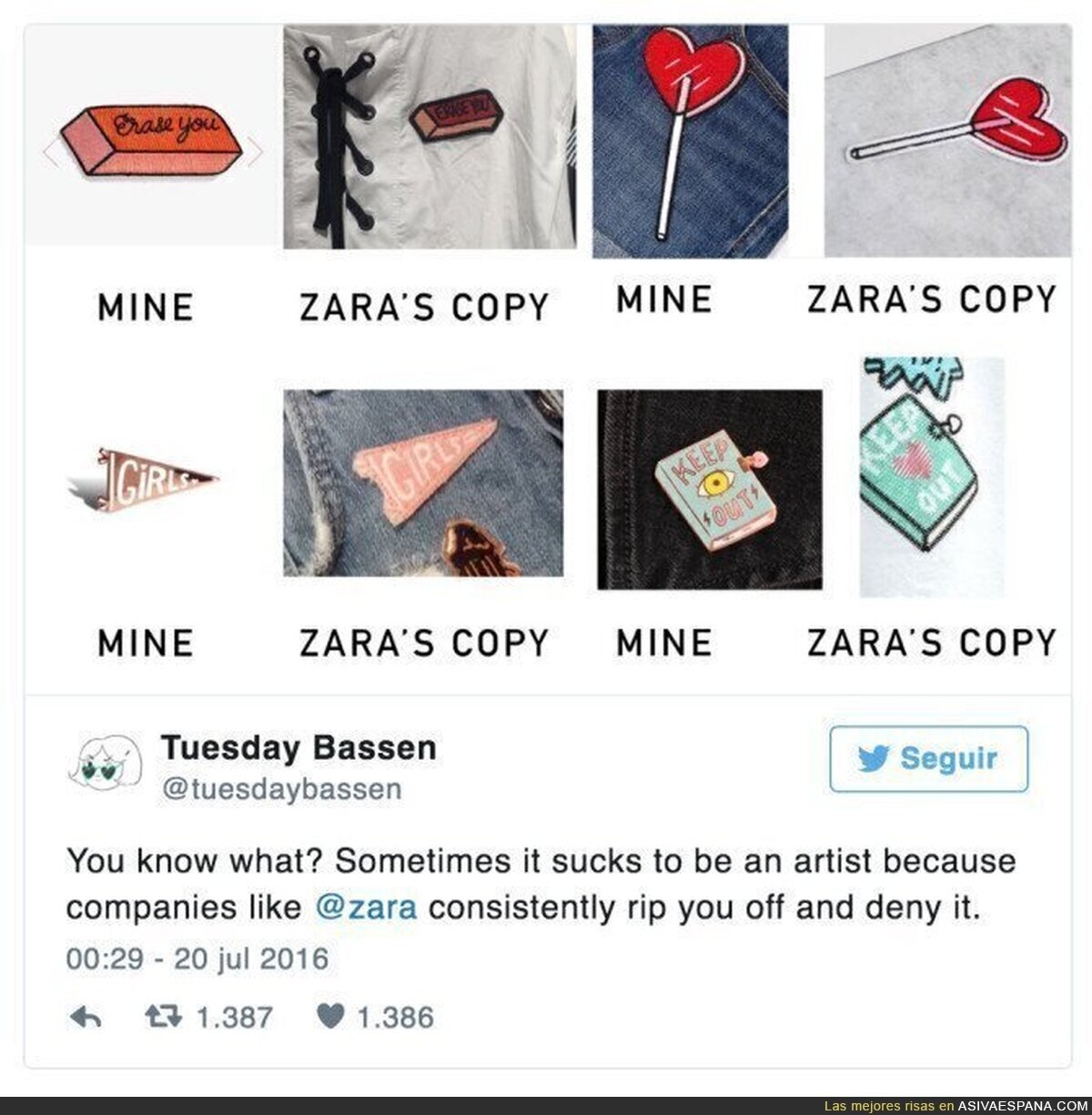 Zara se ríe de una ilustradora que los acusa de plagiarle unos diseños