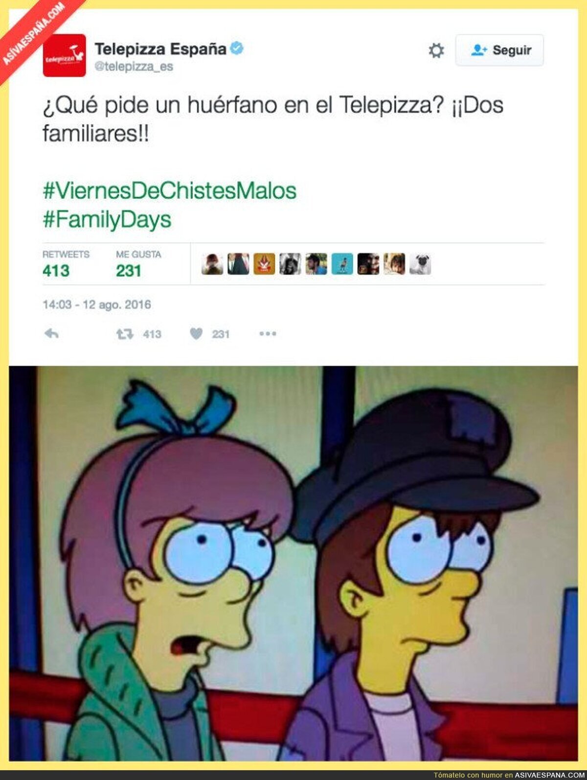 El chiste de Telepizza España que hizo llorar a los niños huérfanos de Los Simpson