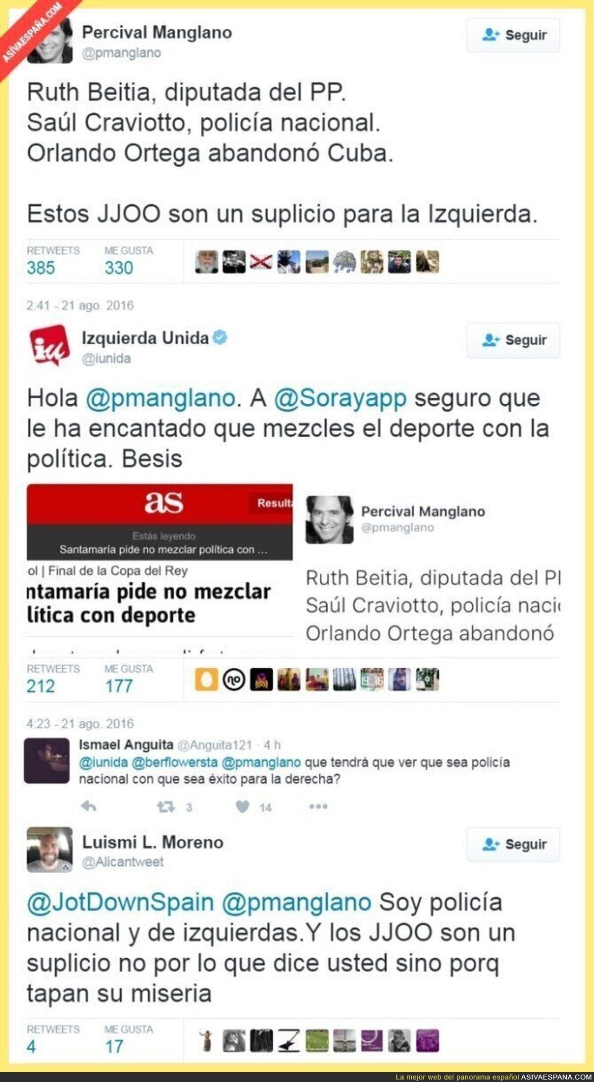 Percival Manglano y su polémico tuit de los JJOO