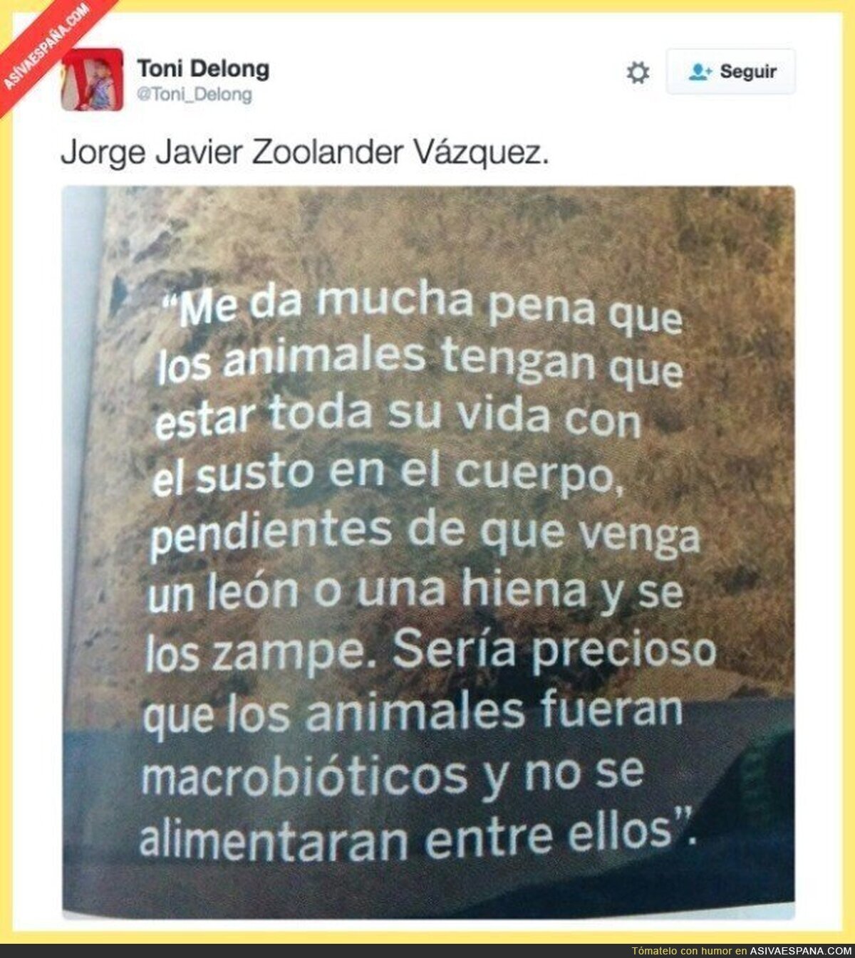 Jorge Javier Vázquez y los animales